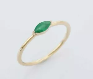 14 K Yellow Gold Ring With Good Quality Natural Emerald For Birthday Gift Ring - Picture 1 of 4