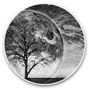 2 x Vinyl Stickers 30cm (bw) - Amazing Super Moon Old Tree Art  #36043