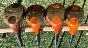 2) MacGregor Tourney & 2) Tommy Armour 653T Oil Hardened Persimmon 4 Woods Total - Picture 1 of 20