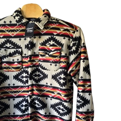 NWT Original Deluxe Fleece Aztec Pattern Button Up Shirt Mens Size XL White - Image 1 of 4