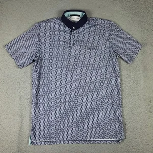 Greyson Polo Shirt Mens Medium Blue Geometric Performance Golf Wolf - Picture 1 of 8