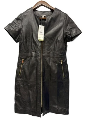Women's SONDER STUDIO Black Genuine Leather Zip Front Dress NEW UK16 BC4  - Image 1 of 4