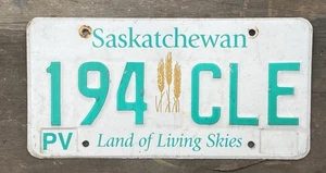 Saskatchewan Canada License Plate #194 CLE Wheat LAND OF LIVING SKIES (1/2) - Picture 1 of 2