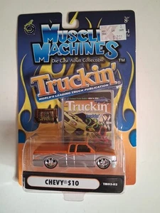 Muscle Machines Truckin Series Chevy S10 Silver/Orange Flames 1/64 - Picture 1 of 3
