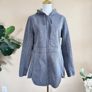 Duluth Shoreline Hooded Fleece Jacket – Women’s M Gray Mid Length Zip Pockets - Picture 1 of 16