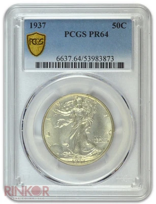1937 Walking Liberty Half Dollar PCGS PR 64 - Image 1 of 3