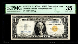 1935 A💲1 🌞NORTH AFRICA WW II 🌞 STAR NOTE PMG 35 - Picture 1 of 5