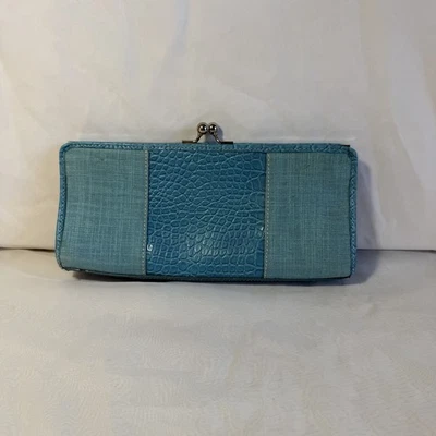 Bolso sin asas vintage Tommy Hilfiger Tiffany azul piel de serpiente Kisslock Foto 1 de 4