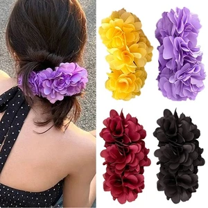 Mesh Floral Twisted Hair Clip High Ponytail Shark Clip Hair Accessories Sweet - Picture 1 of 18