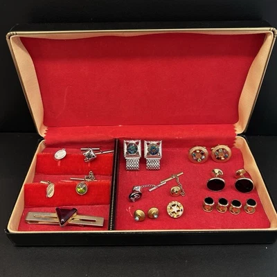 Gemelos Swank, Anson y tono dorado, barra de corbata, pasadores de corbata - Lote de colección con estuche, Navidad Foto 1 de 4