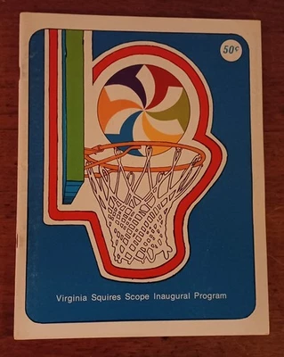Virginia Squires 1971 v Carolina Cougars Aba programa de baloncesto Dr J año novato Foto 1 de 4