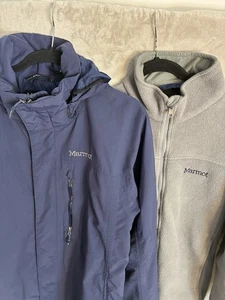 Marmot Jacket Mens L 3 in 1 Membrain Blue Gray CC-59 Water Resistant hooded - Picture 1 of 24