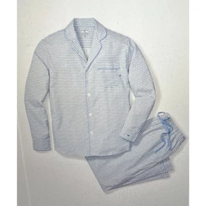Petite Plume Men's La Mer Pajamas Set White Navy Size Medium New with tags - Picture 1 of 3