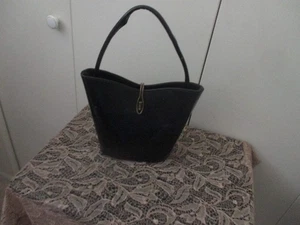 VINTAGE WOMENS BLACK PATENT VINYL PURSE HANDBAG MADE IN USA - Picture 1 of 5