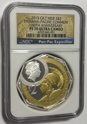 2015 Gilt Panama Pacific Ultra Camo PF 70 Coin 2 Troy Oz .999 Fine Silver Round - Image 1 of 4