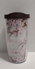 Tervis 24 Oz Tumbler Cup With  Cherry Blossoms Brown Lid Pink Hot Or Cold Spring