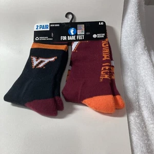 NEW! Virginia Tech Hokies NCAA 4 Stripe Deuce Men's Large Crew Socks Fits 10-13 - Picture 1 of 6
