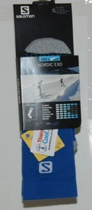 Salomon Nordic EXO Ski Crew XL Socks 1 Pair Union Blue and Black - Picture 1 of 12