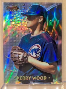 1997 Bowman's Best REFRACTOR #154 Kerry Wood Cubs ROOKIE CARD RC RARA PARALLELA - Foto 1 di 2