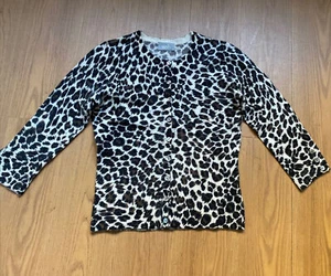 Wallis Brown Mix Animal Print Lambswool Angora Blend 3/4 Sleeve Cardigan UK 10 - Picture 1 of 9
