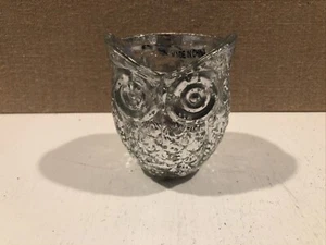 Portacandele argento fumè vetro mercurio forma gufo testurizzato altezza 3,5" - Foto 1 di 4