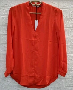 New Three Eighty Two Miles V Neck Long Sleeve Tunic Tomato Red Size XSmall - Picture 1 of 5