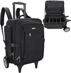 Rolling Makeup Case, Makeup Backpack, Travel Train Case Organizer with Big Wh... - Picture 1 of 12