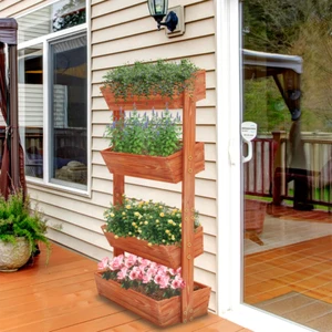 Hoch Hochbeet Holz Kräuterhochbeet Vertikalbeet Blumenkasten aus Holz Groß 140 - Bild 1 von 10