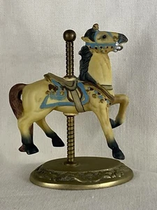 Vintage Porzellan Karussell Pferd auf Messingsockel - Bild 1 von 14