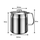 1x 304 Stainless Steel Oil Strainer Pot Grease Container With Fine Mesh Strainer