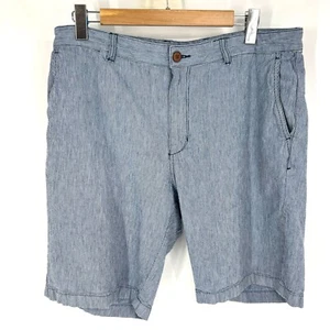 Tommy Bahama Streifen City Shorts Herren 38 blau weiß Leinen 9" vorne flach Freizeit - Bild 1 von 10
