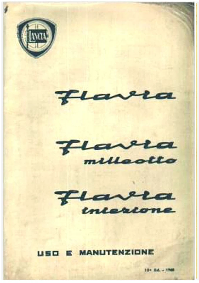 LANCIA FLAVIA   -  MANUALE USO E MANUTENZIONE – driver’s handbook! - Immagine 1 di 1