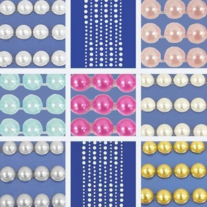 SMALL PEARL STICKERS 3-6mm Beautiful Flat Back Beads Self Adhesive Craft Card - Picture 1 of 21