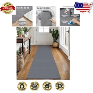 Elegant 2x7 Ft Indoor/Outdoor Runner Rug - Non-Slip Rubber Back - Charcoal Gray - Picture 1 of 10