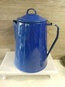 Enamelware Kettle/Coffee Pot Blue speckled 9'' - Picture 1 of 4