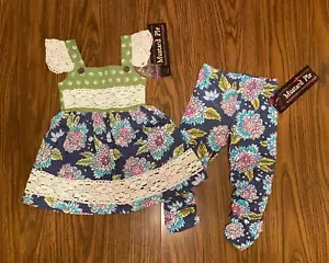 Mustard Pie - Size 24 M - 2 Piece Outfit Top Dress Pants - Dots Flowers - Parker - Picture 1 of 7