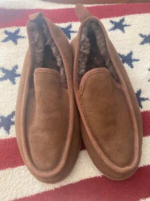L.L. Zapatillas sin cordones Bean para hombre marrón gamuza piel de oveja forradas de lana. Talla 9M F25 Foto 1 de 2