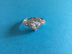 SCHÖNER ZIRKONIA HERZRING 925 SILBER GR. 19 - Bild 1 von 4