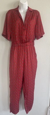 URBAN OUTFITTERS Mono Mujer Talla S Rojo Floral Mameluco Cinturón Boho Chic Retro Foto 1 de 4