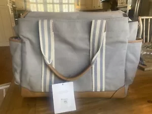 Pottery Barn Kids Diaper Bag Gray with Leather Straps - Picture 1 of 10