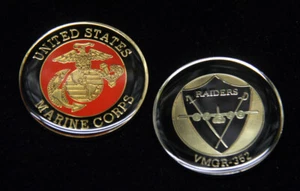 VMGR-352 RAIDERS CHALLENGE COIN US MARINES SKULL BONE MCAS EL TORO MIRAMAR MR - Picture 1 of 24