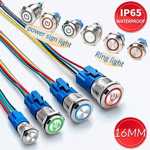 3-24V 16mm Metal Waterproof Push Button Switch Momentary Mini Switch On/Off - Picture 1 of 31