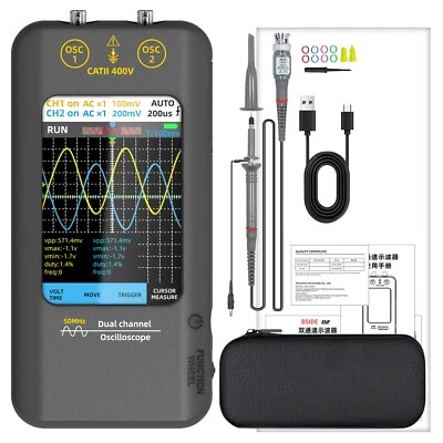Handheld Oscilloscope 2CH 50MHz Waveform Generator 3.98'' Touch Screen USB 2in1 - Image 1 of 4