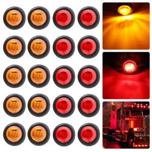 20PCS 3/4" Round LED Side Marker Lights Bullet Clearance Light Truck Trailer 12V - Picture 1 of 12