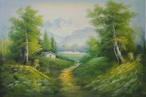 Pintura al óleo 24x36 Un sendero pacífico en primavera campo paisaje naturalismo - Imagen 1 de 1