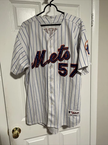 Men’s New York Mets Pinstripe Jersey Johan Santana #57 Replica Jersey Size 48 Cover