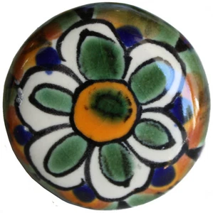 Mexikanische Handarbeit Talavera Keramik Runde Pfau Schublade Knopf - Bild 1 von 1