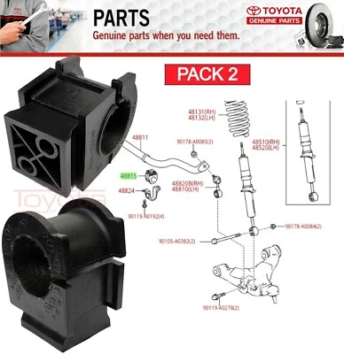 2 Genuine Toyota Sequoia Tundra Front Suspension Sway Bar Bushing 48815-0C050 - Image 1 of 2
