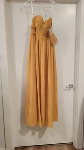 Vestido Revelry Kennedy Convertible de Gasa Talla 2 Regular Maxi Largo Mostaza Nuevo con Etiquetas - Imagen 1 de 4