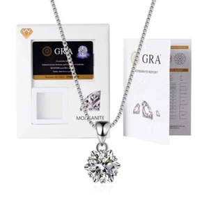 Round 6.5mm 1ct Moissanite Solitaire Pendant Necklace for Women sealed GRA box - Picture 1 of 4